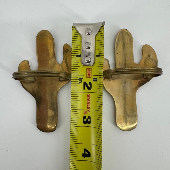 Vintage Brass Cactus Napkin Rings Southwest Desert Decor Boho Western Style - Picture 4 of 4